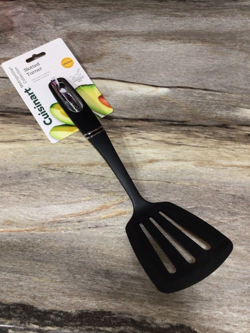 Cuisinart CTG-12-LT Slotted Turner Nylon Nonstick Spatula Black 13.75” NWT